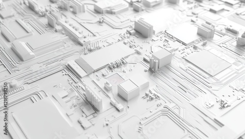 Wallpaper Mural Abstract White Circuit Board: A 3D Render of Technology's Intricate Design Torontodigital.ca
