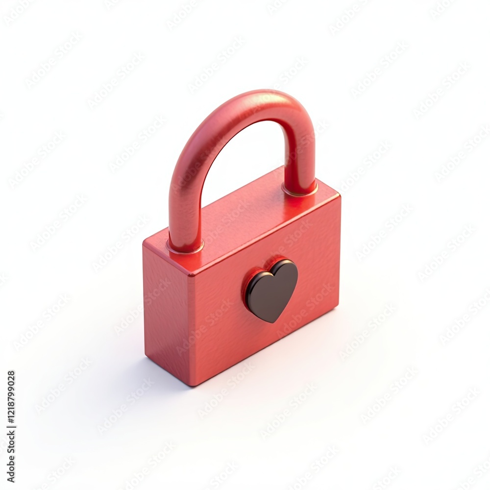 An isometric depiction of red love lock An isometric depiction of red love lock