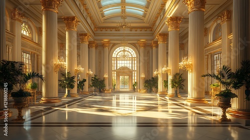 Neoclassical columns timeless luxury palace hall high resolution image photo