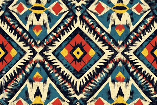 Wallpaper Mural Vibrant tribal pattern with geometric shapes and bold colors showcasing cultural artistry Torontodigital.ca