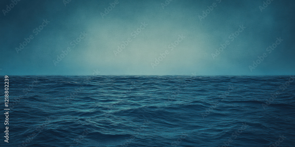 Fototapeta premium serene ocean view with gentle waves stretching toward a soft, gradient sky, blending shades of deep blue and light teal to create a tranquil horizon