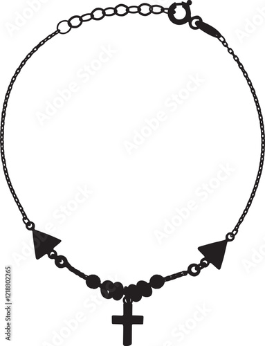 necklace made silhouette in vector