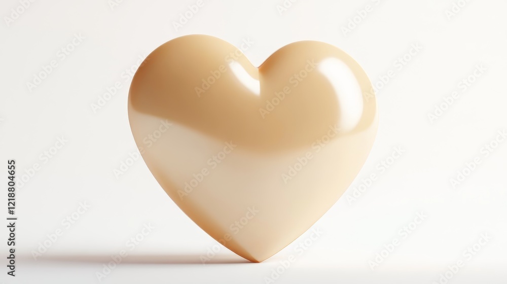 Fototapeta premium 3D beige heart icon on a white background.