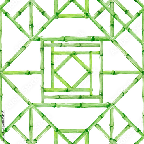 Beautiful vector seamless pattern with hand drawn bamboo lattice in vacation style. Ready print design.