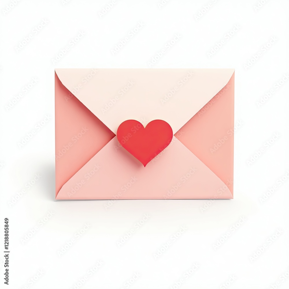 An isometric depiction of a love letter envelope An isometric depiction of a love letter envelope