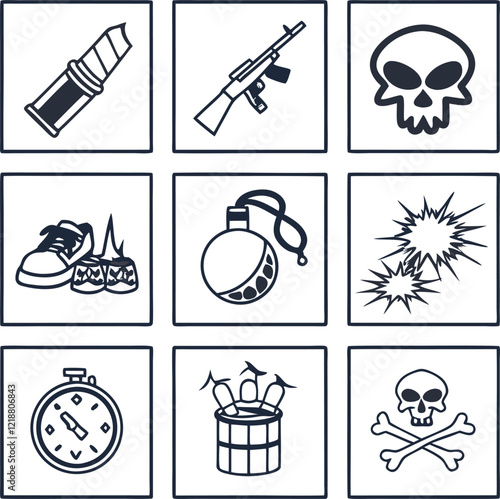 Collection of Dangerous Items Vector Illustration