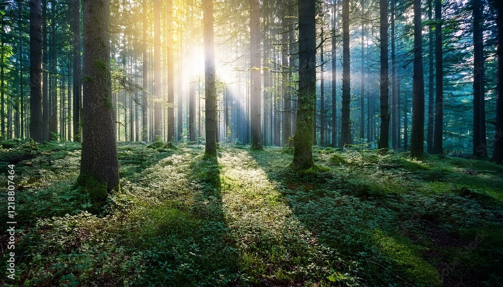 Fototapeta premium serenity in nature glowing forest