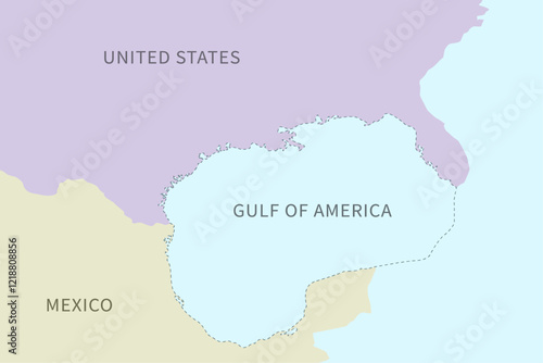 continent map vector Gulf of Mexico renamed as Gulf of America cartography conceptual 