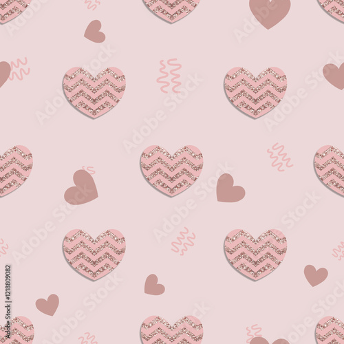 Minimalist Glittering Heart Bliss Seamless Pattern