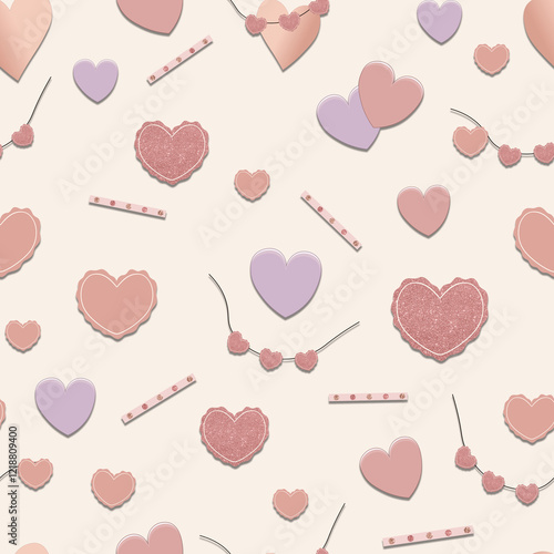 Minimalist Glittering Heart Bliss Seamless Pattern