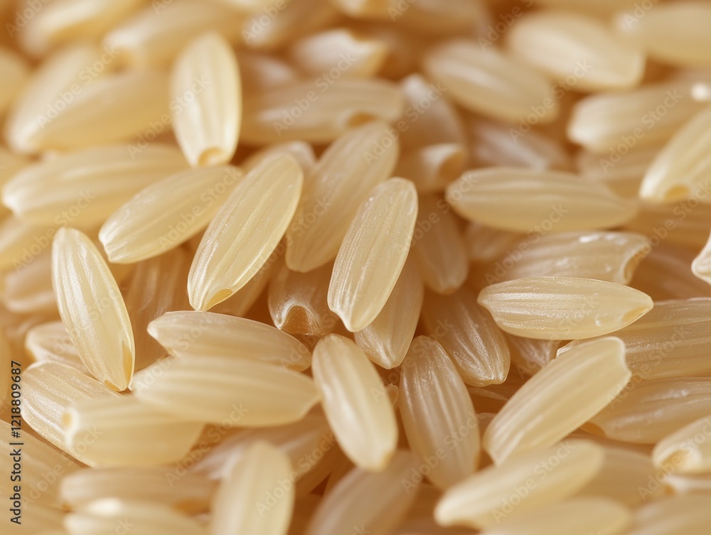 Close-up of brown rice grains. Focused view of uncooked brown rice grains. Highlighting their nutritional benefits and natural color. Ideal for health food blogs and dietary guides. Close-up of brown rice grains. Focused view of uncooked brown rice grains. Highlighting their nutritional benefits and natural color. Ideal for health food blogs and dietary guides.