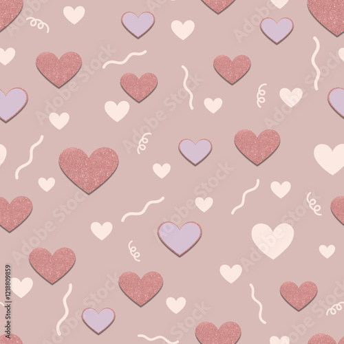 Minimalist Glittering Heart Bliss Seamless Pattern
