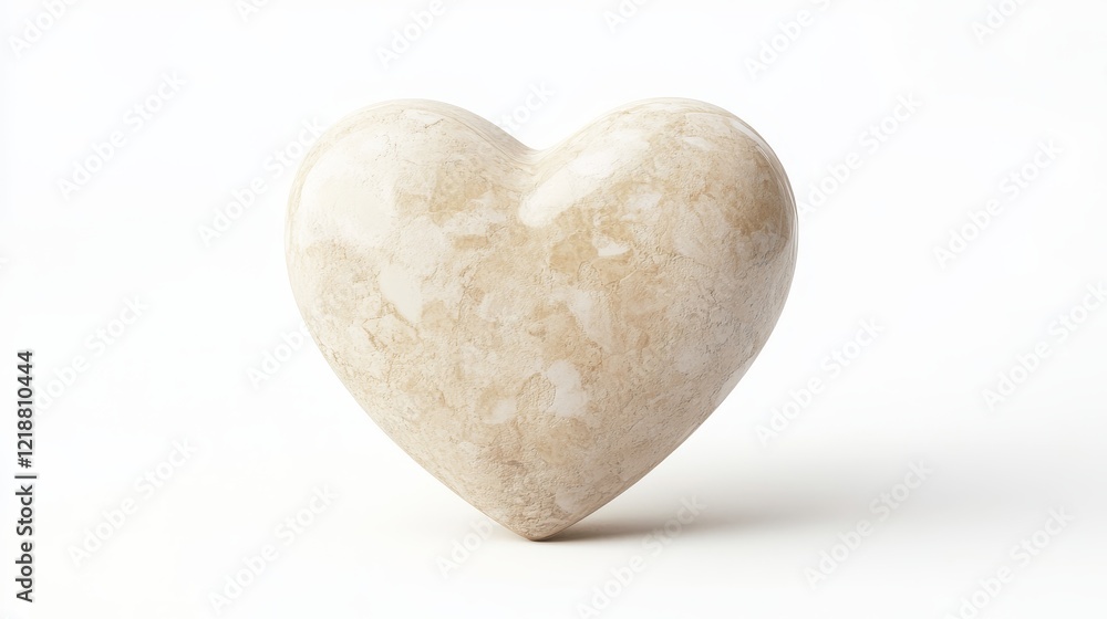 Fototapeta premium 3D beige heart icon on a white background.