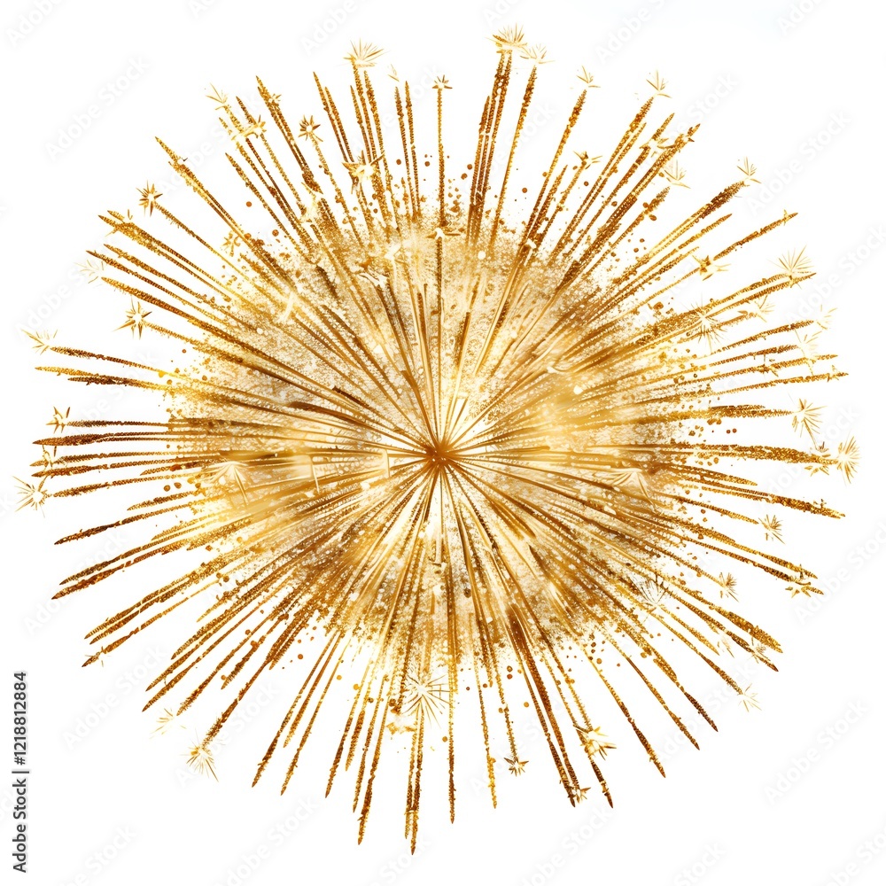 Obraz premium Golden Sparkling Explosion on White Background for Celebrations