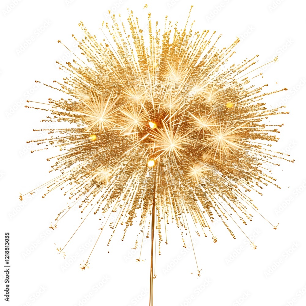 Obraz premium Glittering Gold Fireworks Burst Against a Dark Night Sky