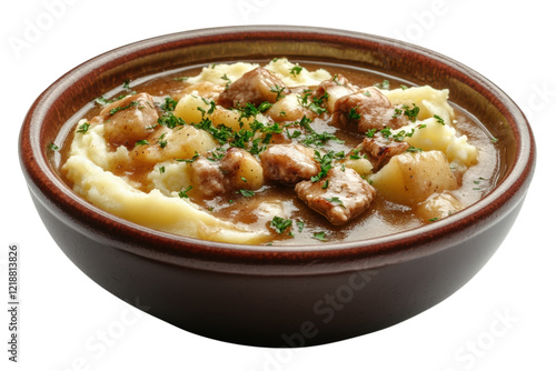 Creamy Mashed Potatoes in a Bowl with Smooth Texture: Isolated on Transparent Background photo