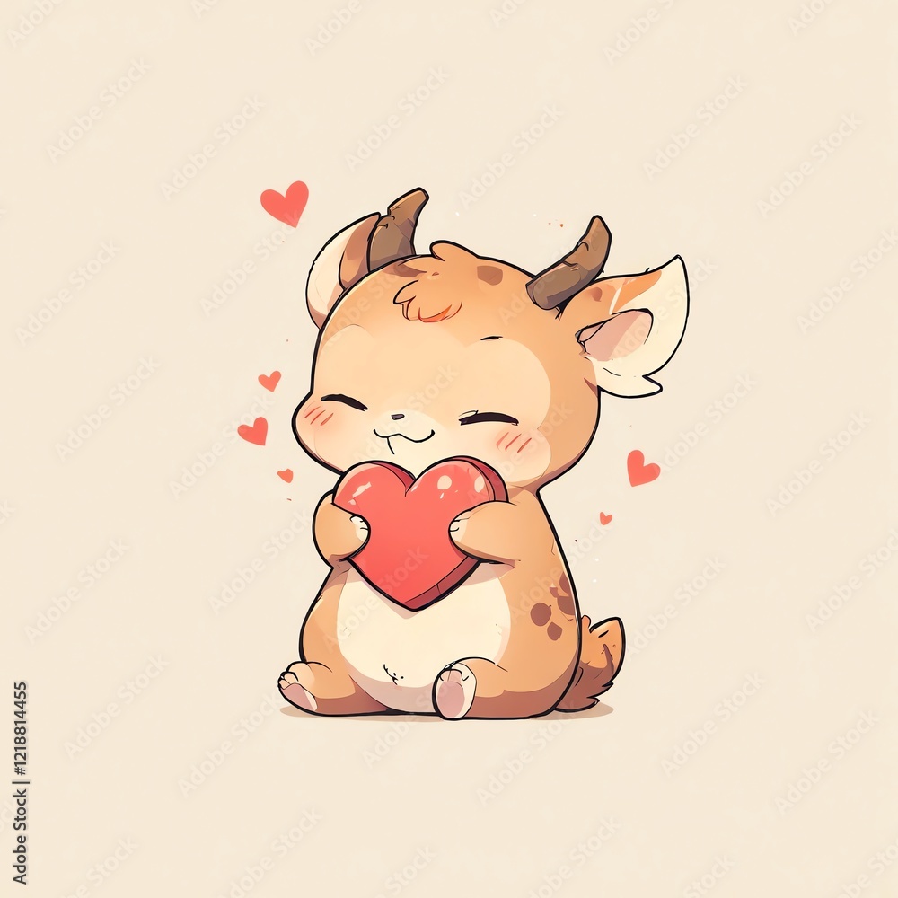 Adorable Deer Holding a Heart: A Cute Valentine's Day Illustration Adorable Deer Holding a Heart: A Cute Valentine's Day Illustration