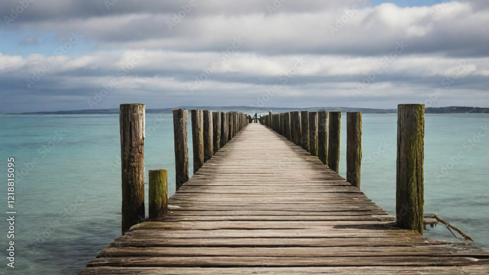 Fototapeta premium wooden pier in the sea