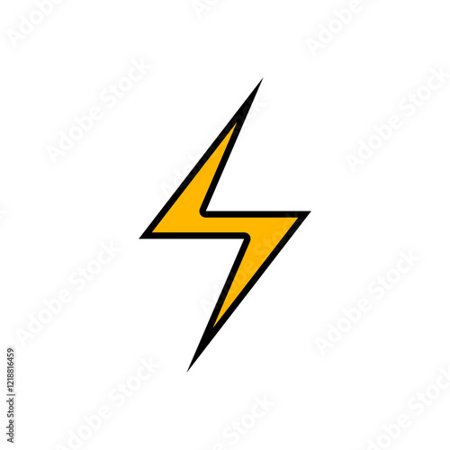 Thunder icon flash electric Charge, Filled Outline Bolt, simple Design, vector illustration