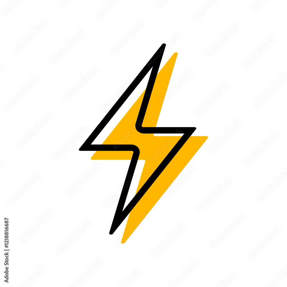 Thunder icon flash electric Charge, Filled Outline Bolt, simple Design, vector illustration Thunder icon flash electric Charge, Filled Outline Bolt, simple Design, vector illustration