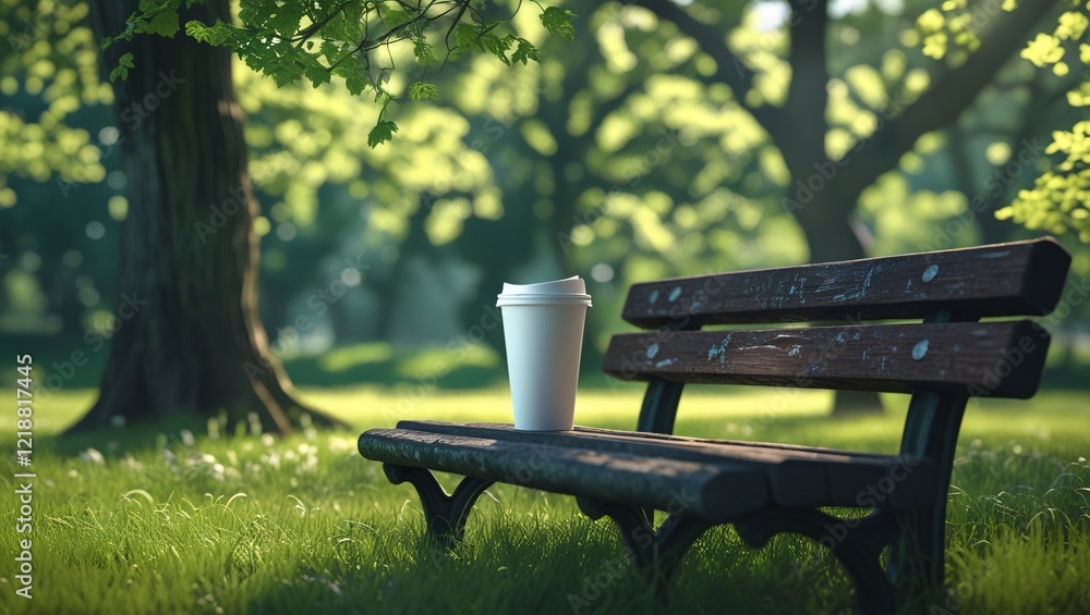 White Paper Cup with Lid on Park Bench in Nature
White Paper Cup with Lid on Park Bench in Nature