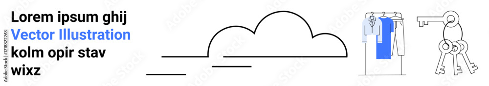 Cloud icon next to robotic arm handling a key and hanging shirts. Ideal for cloud computing, data storage, automation, technology, security, robotics, and industry concepts. Landing page Cloud icon next to robotic arm handling a key and hanging shirts. Ideal for cloud computing, data storage, automation, technology, security, robotics, and industry concepts. Landing page