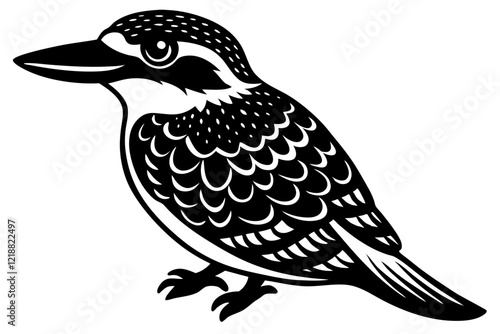 kookaburra bird line art design silhouette vector illustration