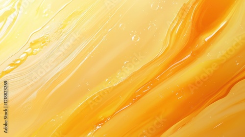 Swirls of orange and yellow create an abstract composition, highlighting fluid movement and richness in texture. This artwork captures warmth and energy effectively