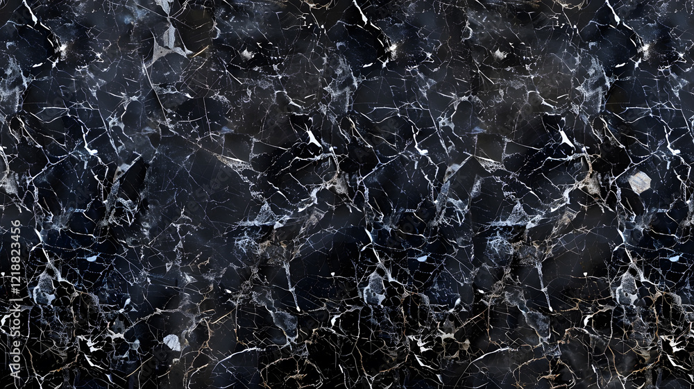 Obraz premium Black marble background with intricate gray veins, high contrast, generative ai