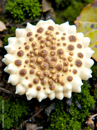 Lepidoderma tigrinum, known as spotted tiger slime mold, mature specimen from Finland photo