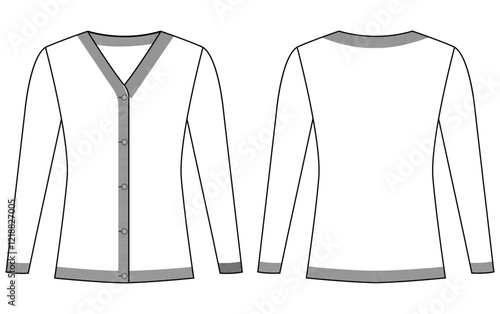 women v neck Cardigan vector illustration design