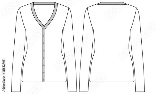 women v neck Cardigan vector illustration design