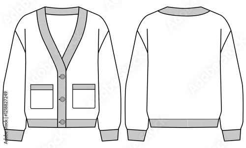 women v neck Cardigan vector illustration design