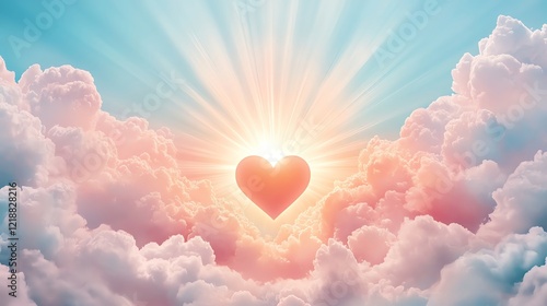 whimsical pastel cross crucifix god love Heart in clouds, radiating warmth and joy.