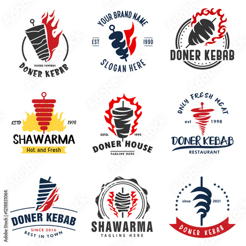 Doner kebab logo for restaurants and markets.