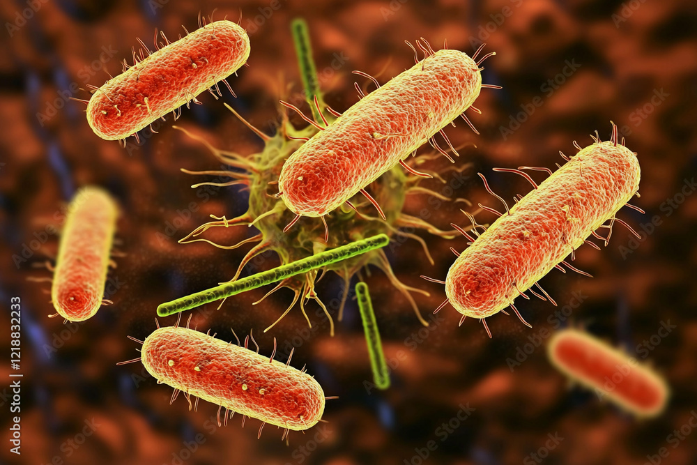 Fototapeta premium Colorful display of bacteria in various shapes