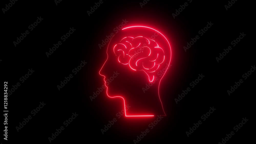 brain concept neon line .Neon brain icon animation. Futuristic glowing polygonal diagram of the human brain in the form of connected lines. glowing neon brain icon isolated on black background. brain concept neon line .Neon brain icon animation. Futuristic glowing polygonal diagram of the human brain in the form of connected lines. glowing neon brain icon isolated on black background.