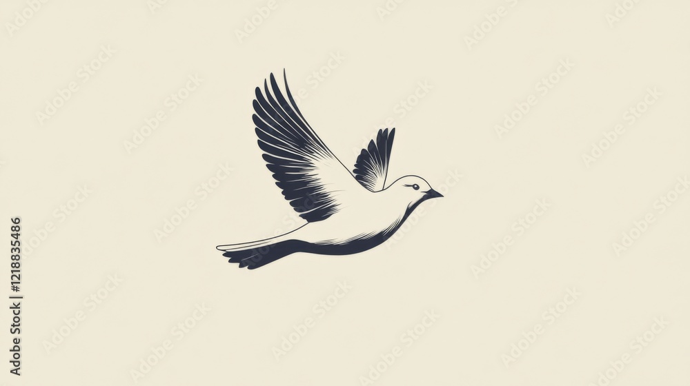 Obraz premium A stylized dove in flight, minimalist design.