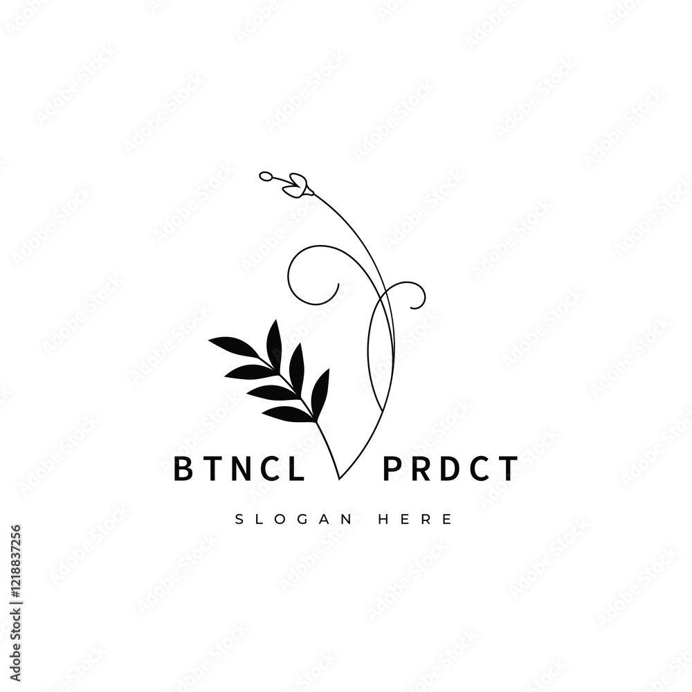 Fototapeta premium leaf botanical line minimalist logo design vector