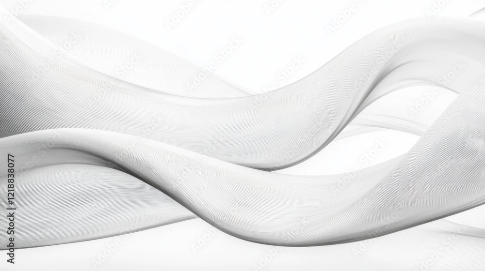 Obraz premium Abstract grayscale flowing fabric waves on white background.