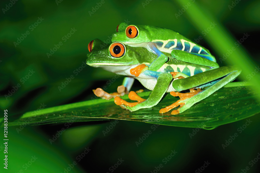 Naklejka premium Mating Red-eyed tree frogs or red-eyed leaf frogs (Agalychnis callidryas), Costa Rica