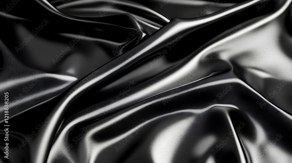Draped Black Fabric Shows Rich Texture And Light Reflections Draped Black Fabric Shows Rich Texture And Light Reflections