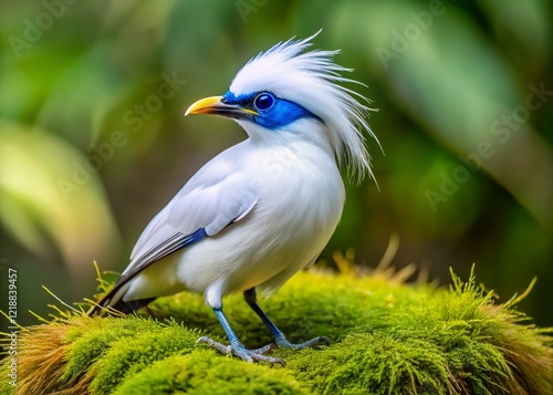 Bali Myna Bird Close-up, Blue Mask, Minimalist Wildlife Photography photo