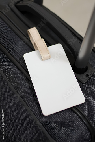 MOCKUP - plain blank luggage tag on a suitcase ready for custom branding