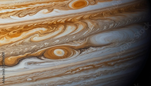 jupiter with swirling storm patterns