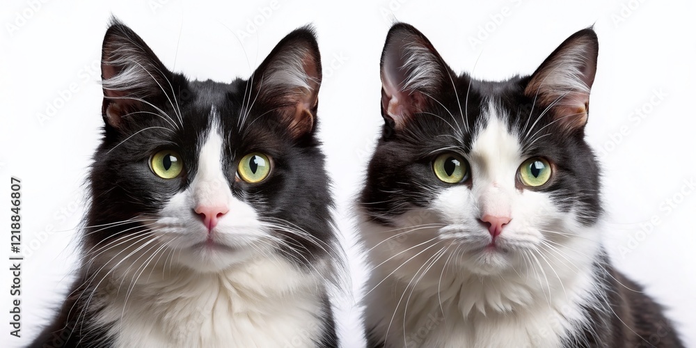 Black and White Cats, Pair, Left Position, Copy Space, AI Photo Black and White Cats, Pair, Left Position, Copy Space, AI Photo