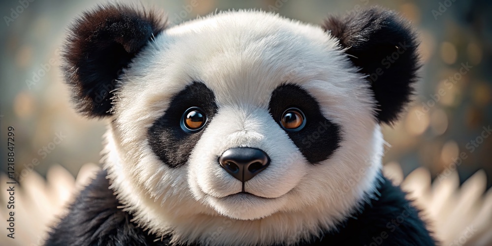 Fototapeta premium Black and White Panda Soft Toy Aerial Photography