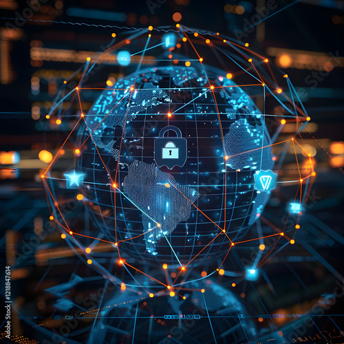 Futuristic Depiction of Global NX Network Security and Encryption Protocols