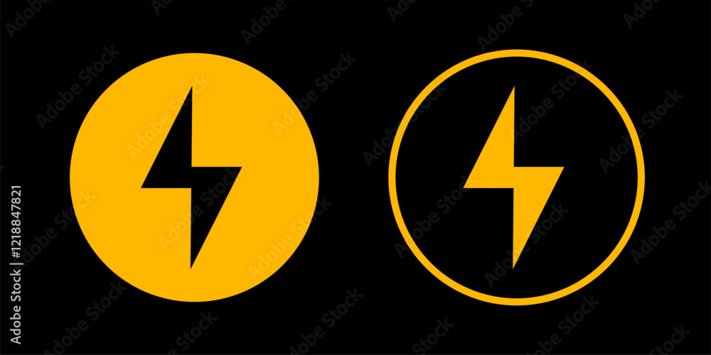 Set Thunder icon Circle flash electric Charge, Bolt, simple Design, Isolate background Set Thunder icon Circle flash electric Charge, Bolt, simple Design, Isolate background