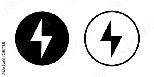 Set Thunder icon Circle flash electric Charge, Bolt, simple Design, Isolate background